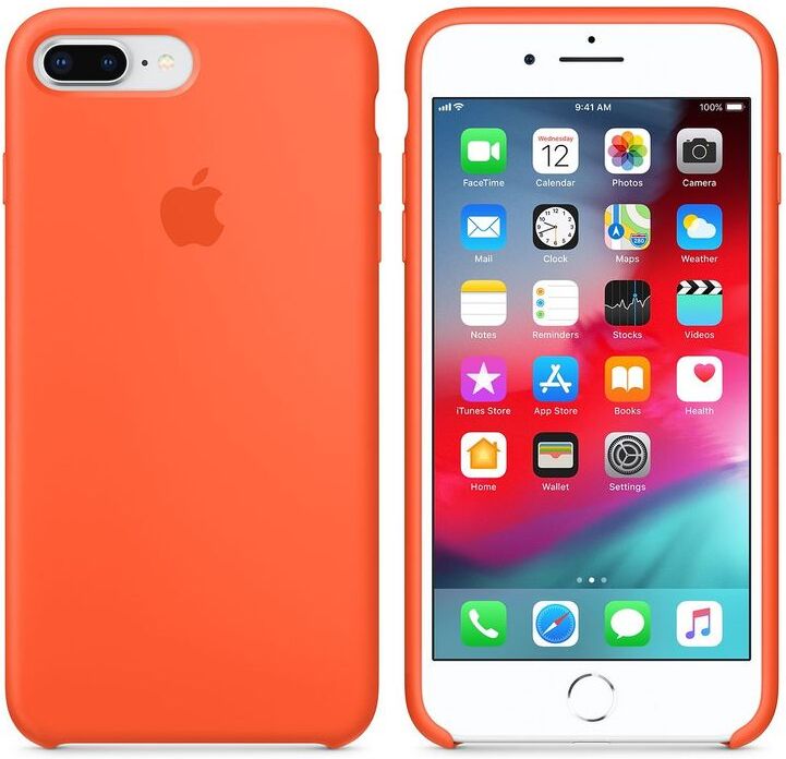 Apple Originalverpackt MR6C2ZMA Apple Silikon Mikrofaser Cover Hülle für iPhone 8+ Plus / 7+ - orange