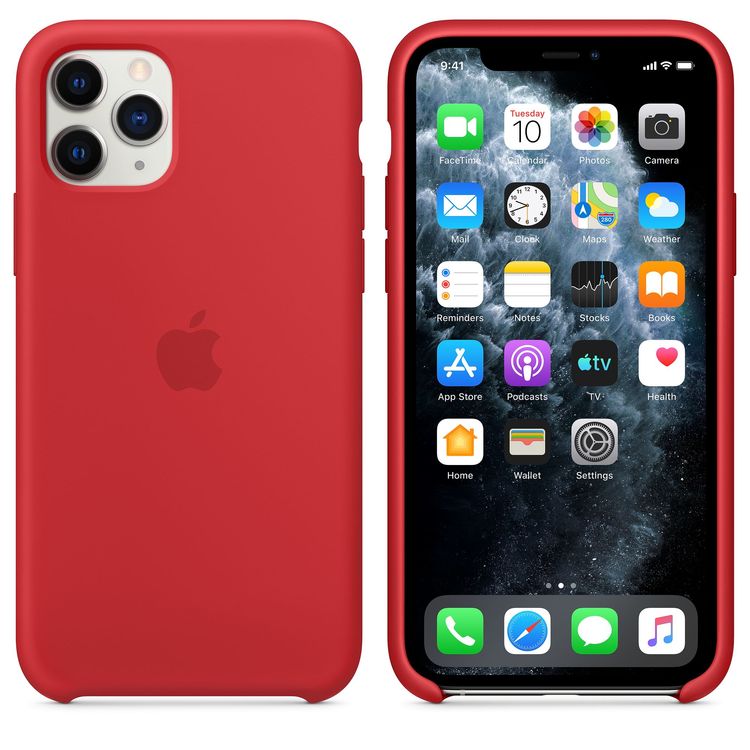 Apple Verpackung beschädigt MWYH2ZM/A Apple Silikon Mikrofaser Cover Hülle für iPhone 11 Pro - rot