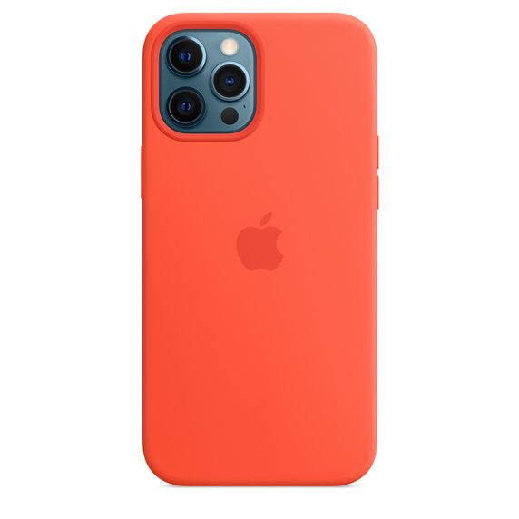 Apple MKTX3ZM/A Magsafe Silikon Mikrofaser Cover Hülle für iPhone 12 Pro Max - Electric Orange