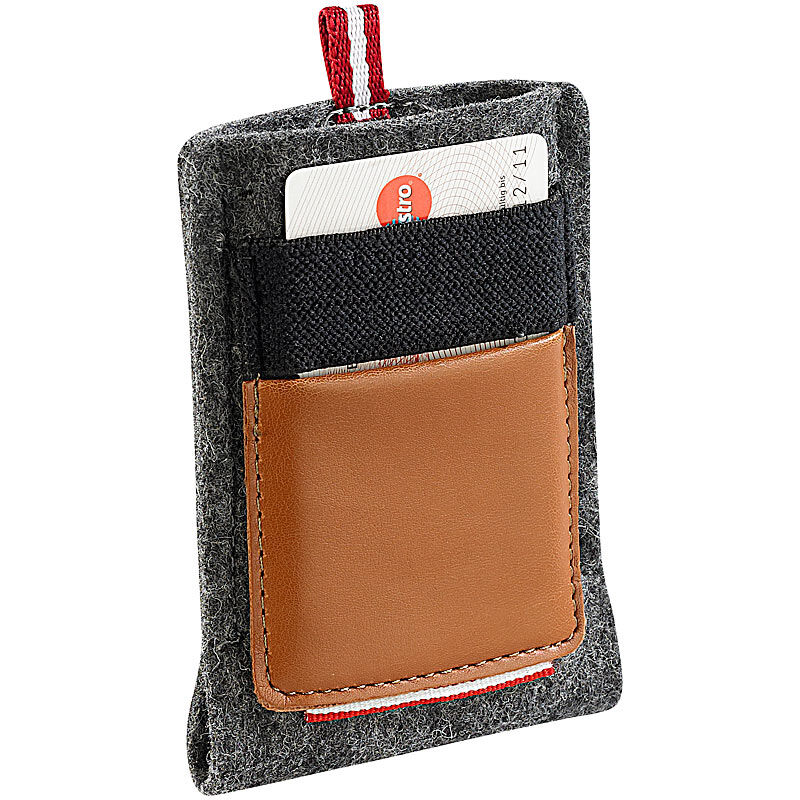 Xcase Hochwertige Filz-Tasche mit Außentasche für Smartphones bis 3.5