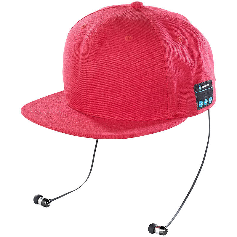 Callstel Snapback-Cap mit integriertem Headset, Bluetooth 4.1, rot