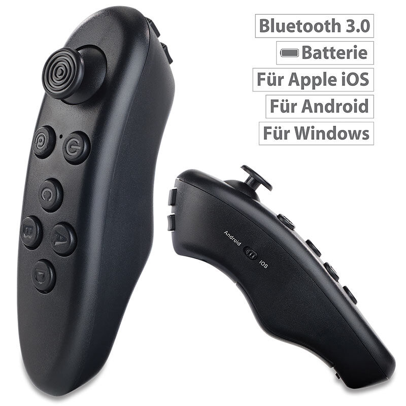 auvisio 2in1-Mini-Game-Controller & Fernbedienung, Bluetooth für iOS & Android