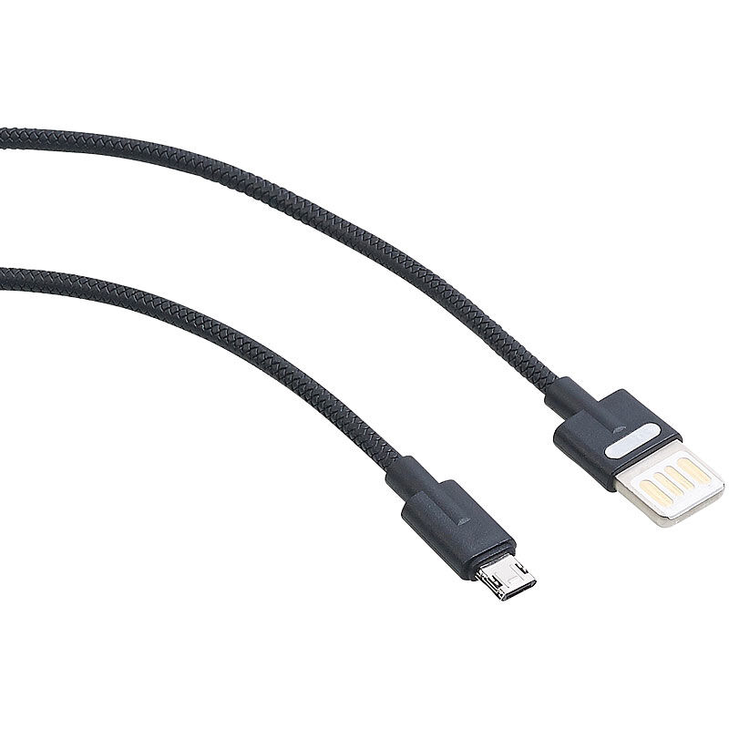 Callstel Lade- & Datenkabel USB auf Micro-USB, zweiseitige Stecker, 100 cm