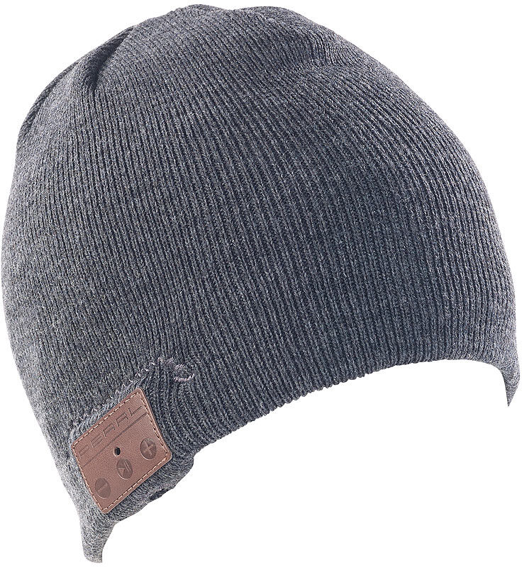 Callstel Beanie-Mütze mit integriertem Stereo-Headset und Bluetooth 4.2, grau