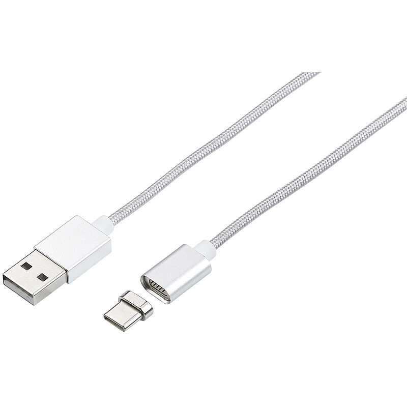Callstel USB-Lade- & Datenkabel mit magnetischem USB-C-Stecker, 1 m, 2,1 A