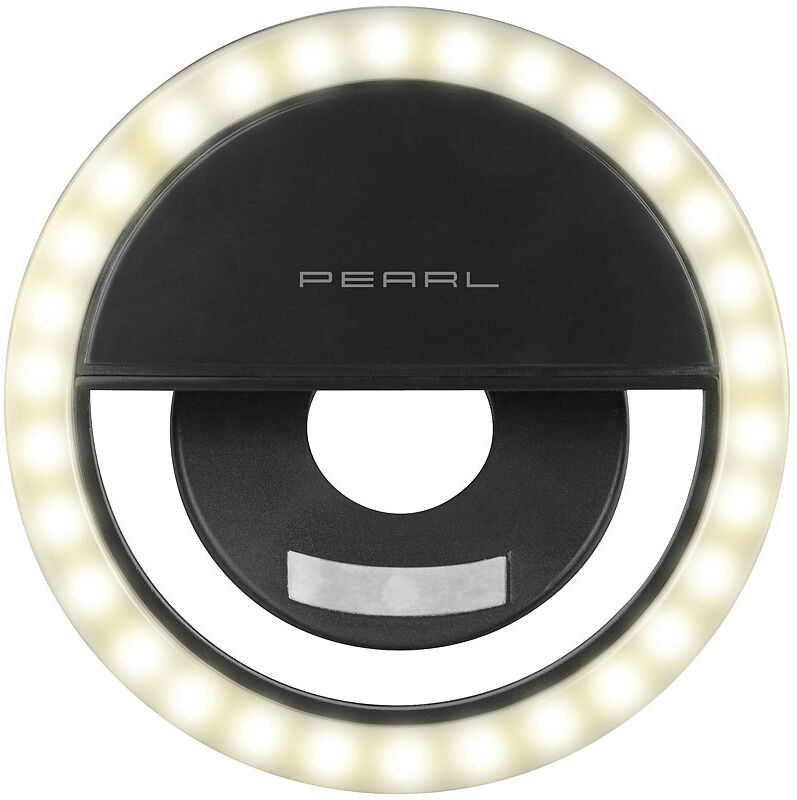 Pearl Akku-Aufsteck-Ringlicht für Smartphones, 72 CCT-LEDs, 3W, Ø3,3