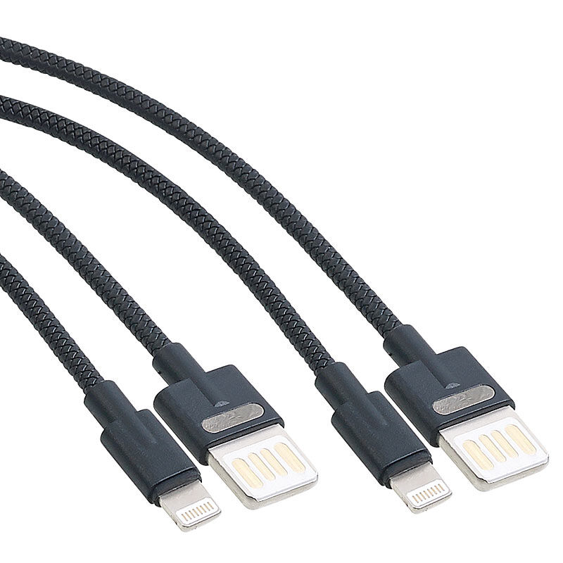 Callstel 2er-Set Lade-& Datenkabel USB auf Lightning, zweiseitige Stecker, 100m