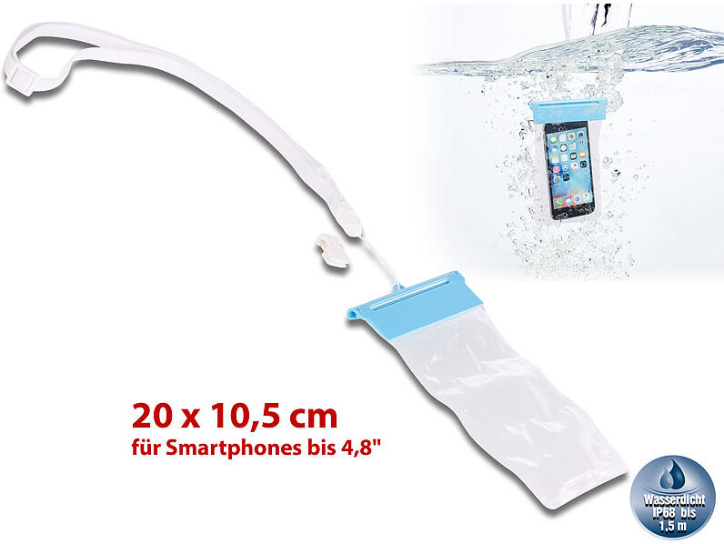 Somikon Wasserdichte Universal-Tasche für iPhone & Smartphone bis 12,2cm/4,8