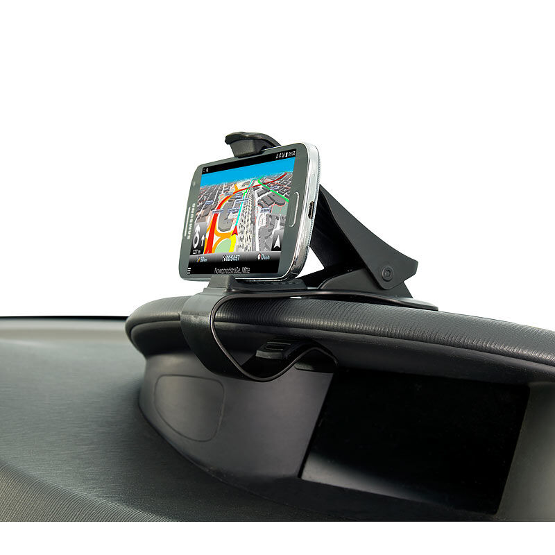 Lescars Universelle Smartphone-Clip-Halterung fürs Armaturenbrett, bis 9 cm