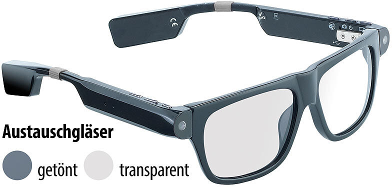 simvalley MOBILE Smart Glasses SG-100.bt mit Bluetooth und 720p HD