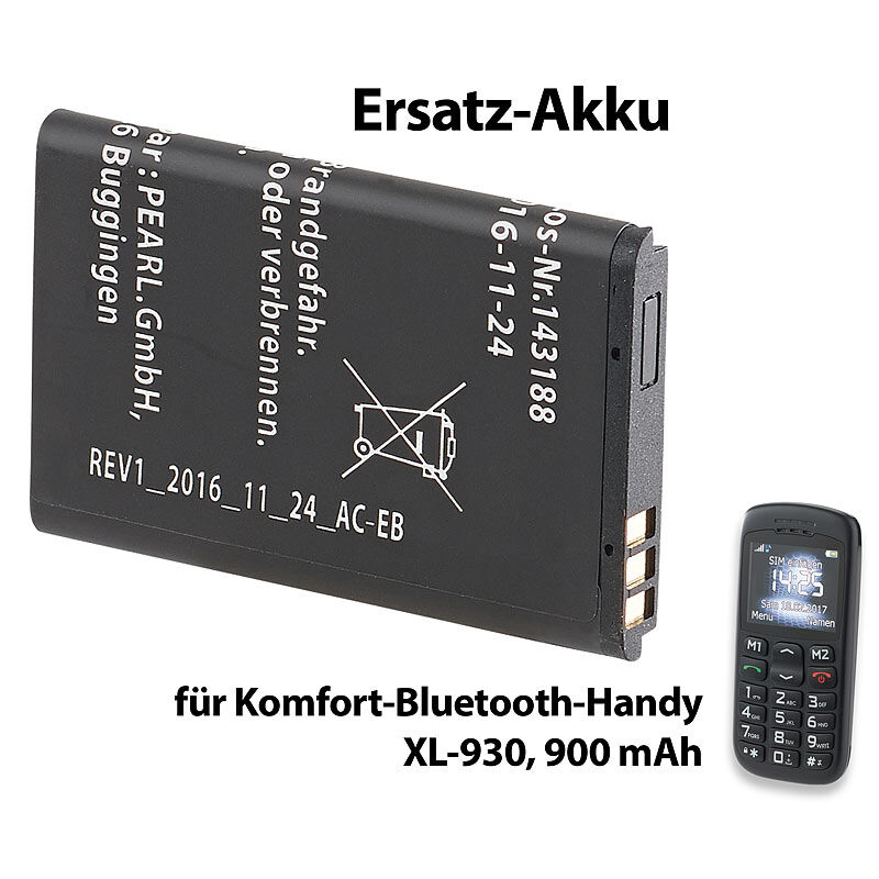 simvalley MOBILE Ersatz-Akku für Komfort-Handy XL-930, 900 mAh