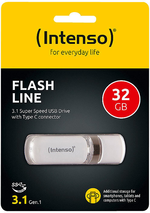 Intenso USB-C-Speicherstick Flash Line, 32 GB, Super Speed USB 3.1 Gen 1