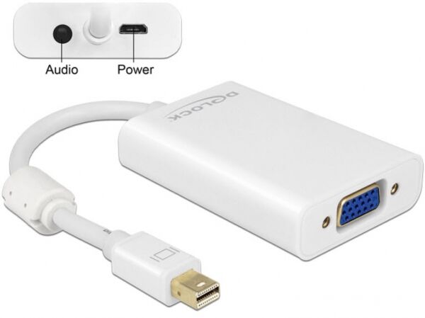 DeLock 65599 - Adapter mini Displayport 1.1 Stecker > VGA Buchse + Audio + Power Weiss