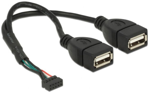 DeLock 84933 - Kabel USB 2.0 Pfostenbuchse 2,00 mm 10 Pin > 2 x USB 2.0 Typ-A Buchse 20 cm