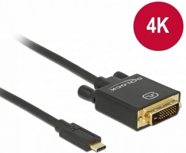 Delock 85322 - Kabel USB Type-C Stecker > DVI 24+1 Stecker (DP Alt Mode) 4K 30 Hz 3 m schwarz