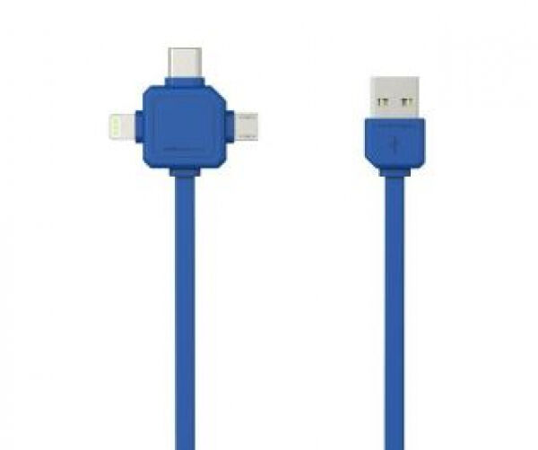 allocacoc 9003BL/USBC15 - USB Ladekabel mit USB-C, Lightning und Micro-USB Anschlüssen - 1.5m