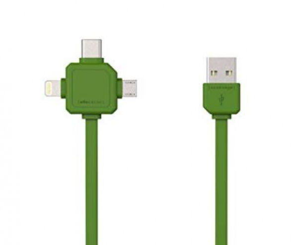 allocacoc 9003GN/USBC15 - USB Ladekabel mit USB-C, Lightning und Micro-USB Anschlüssen - 1.5m