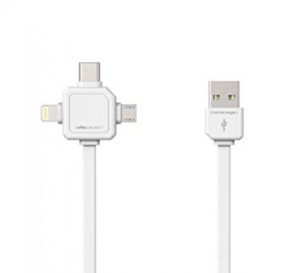 allocacoc 9003WT/USBC15 - USB Ladekabel mit USB-C, Lightning und Micro-USB Anschlüssen - 1.5m