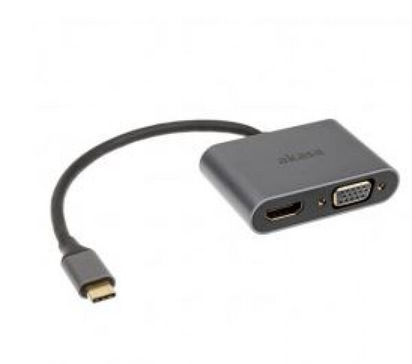 Akasa AK-CBCA23-18BK - USB Typ C 2-In-1 Display-Adapter - silber