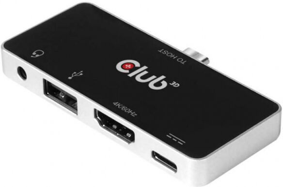 Club 3D CSV-1591 - USB Typ C 4-in-1 Hub auf HDMI 4K60Hz USB Typ C PD / USB Typ A / Audio Buchse