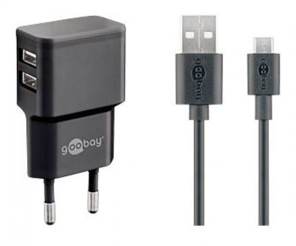 Goobay 44984 - Micro USB Dual Ladeset 2,4 A - Schwarz