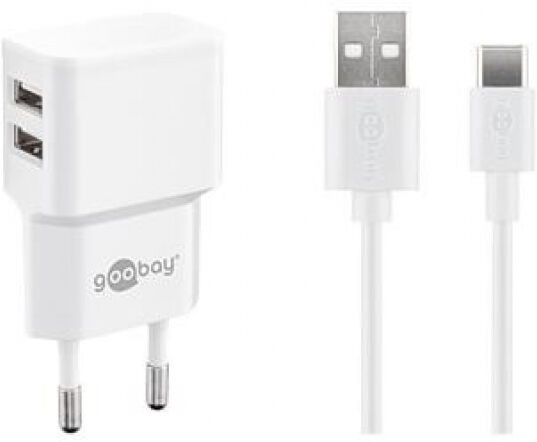 Goobay 44987 - USB-C Dual Ladeset 2,4 A - Weiss