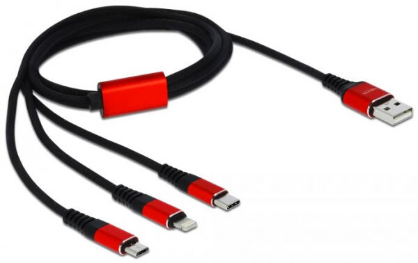 DeLock 85892 - USB Ladekabel 3 in 1 für Lightning / Micro USB / USB Type-C - 1 m