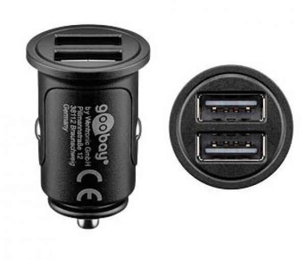 goobay 71897 - USB-Ladegerät, 5 V, 4800 mA, Kfz, 2 USB-Ports