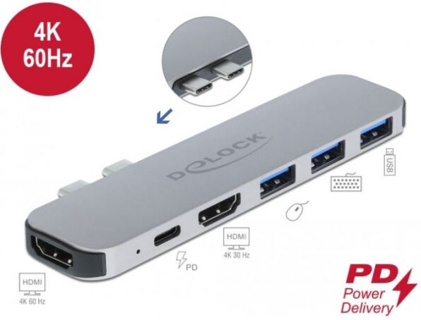 DeLock 87753 - Dockingstation für MacBook Dual HDMI 4K / PD / Hub