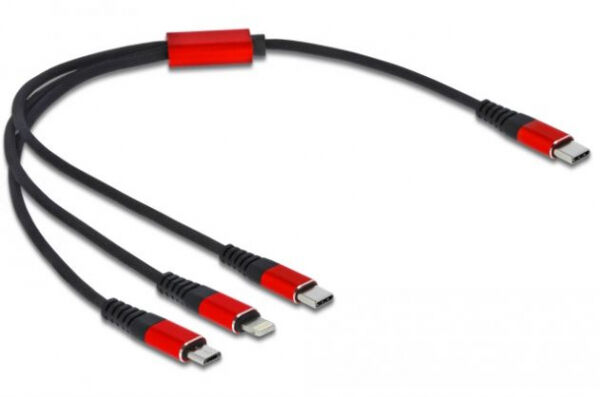 DeLock 86710 - USB Ladekabel 3 in 1 USB Type-C zu Lightning / Micro USB / USB Type-C - 30 cm