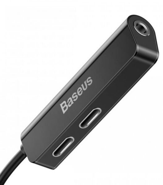 Divers Baseus L52 - Lightning Adapter zu Mini-Klinkenstecker 3 5mm und 2x Lightning (schwarz)