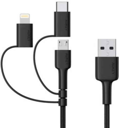 Aukey CB-BAL5 - 3in1 USB-Ladekabel (micro-USB / USB-C / Lightning) - 1.2m