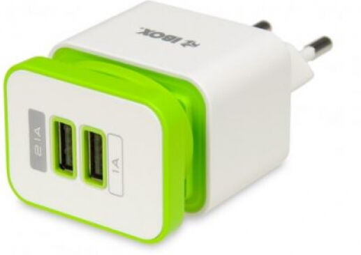 iBox C-33 - USB-Wandladegerät - 2 x USB-A - Weiss/Grün