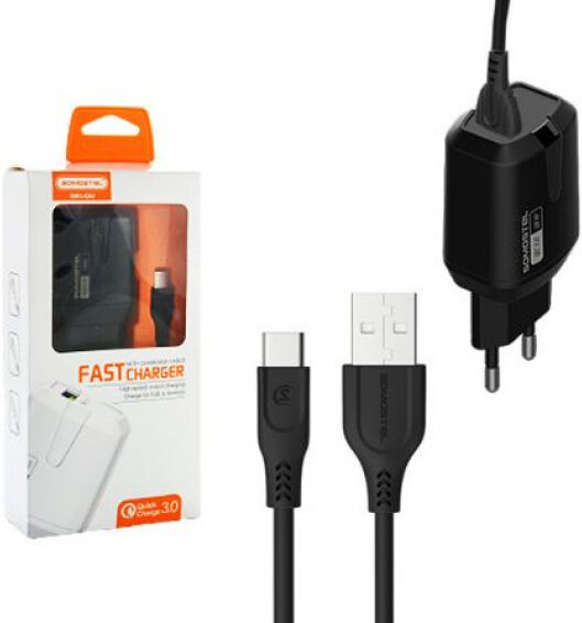 Divers Somostel SMS-Q02 - Ladegerät USB-A zu USB-C 18 Watt / 3A / 3000mAh - Schwarz