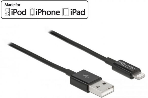 DeLock 83002 - USB Daten- und Ladekabel für iPhone / iPad / iPod Schwarz - 1m