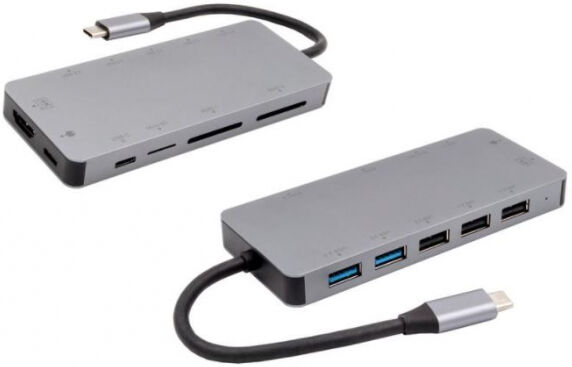 EXSYS EX-1221HM - 11-in-1 USB-C-Dockingstation mit Metallgehäuse