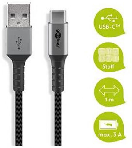 goobay 45563 - USB-A auf USB-C Charging and Sync Cable Textil - 1m