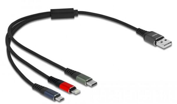 DeLock 87236 - Ladekabel 3 in 1 für Lightning / Micro USB / USB Type-C 30 cm
