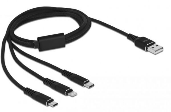 DeLock 87155 - Ladekabel 3 in 1 für Lightning / Micro USB / USB Type-C - 1m