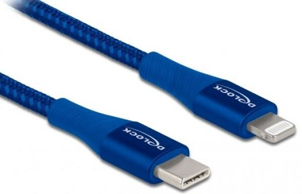 DeLock 85415 - Daten- und Ladekabel USB Type-C zu Lightning für iPhone / iPad / iPod - blau - 0.5 m Mfi