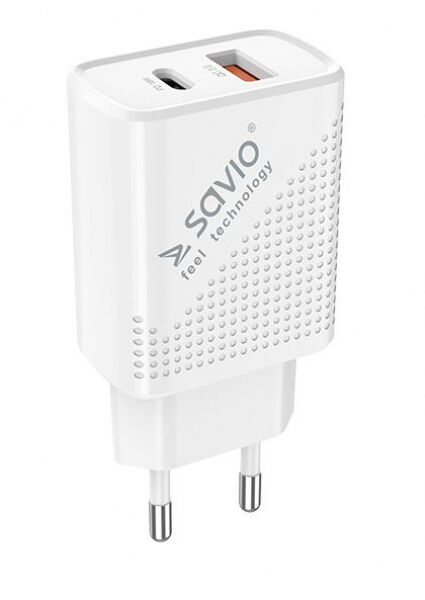 Savio LA-04 - USB charger Quick Charge Power Delivery 3.0 18W / 1 x USB-A, 1 x PD
