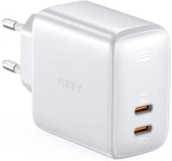 Aukey Omnia Mix - USB-Wandladegerät GaN 2-Port 65W Weiss