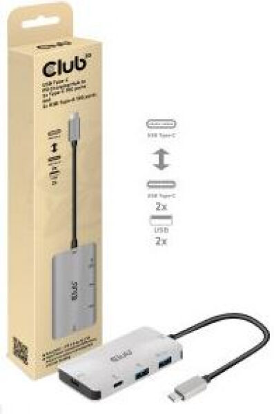 Club 3D CSV-1543 - USB Gen2 Type-C PD Charging Hub to 2x Type-C 10G ports and 2x USB Type-A 10G ports