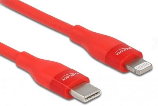 DeLock 86634 - Daten- und Ladekabel USB Type-C zu Lightning für iPhone/iPad/iPod rot / Mfi - 1m