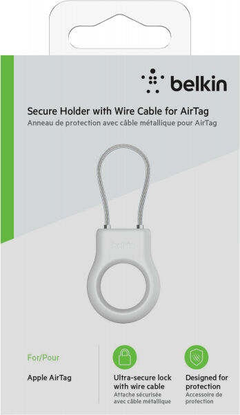 Belkin - Secure Holder for Apple AirTag with Wire Cable - white