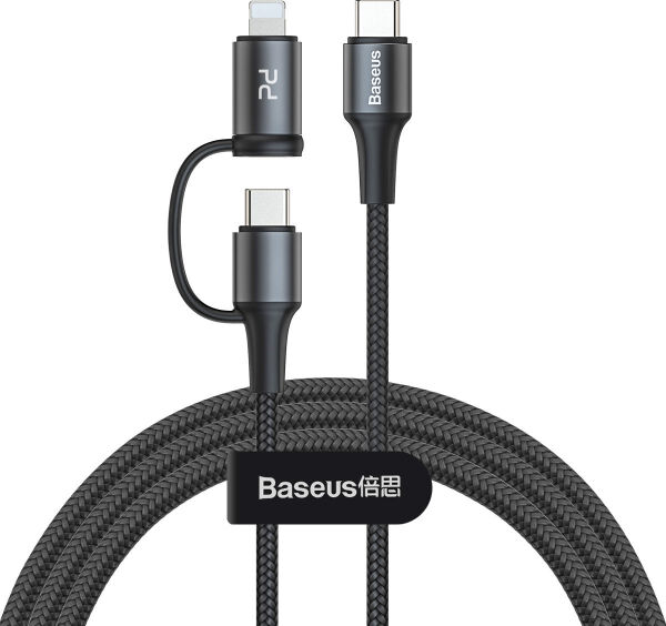 Divers Baseus - 2in1 Cable TypeC to C/Lightning [60W], 1m black