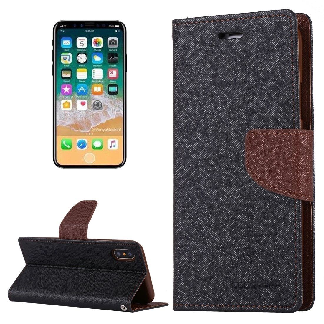 Mercury Pouzdro / kryt pro iPhone XS / X - Mercury, Fancy Diary BLACK/BROWN