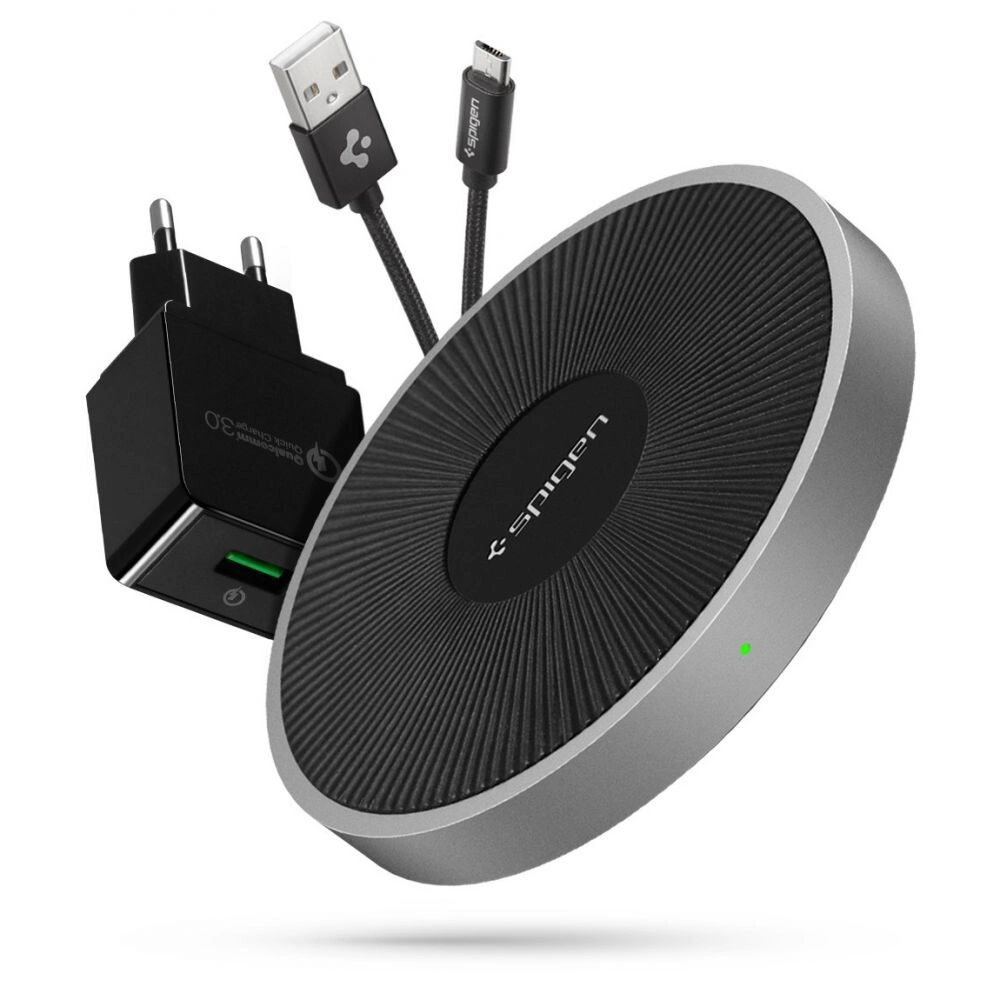 Spigen Bezdrátová rychlá nabíječka pro iPhone - Spigen, F306W + nabíjecí adaptér a kabel