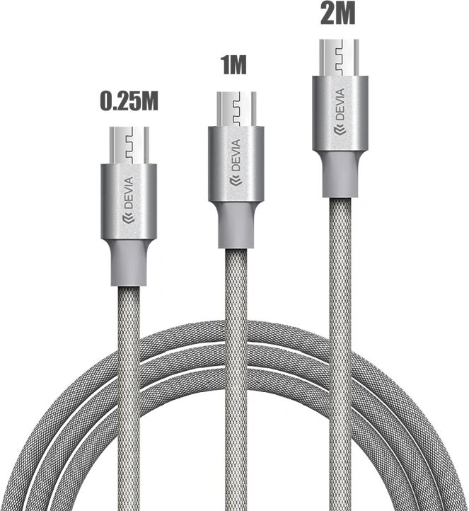 Devia Kabel MICRO-USB - Devia, 3-PACK SET (200cm+100cm+25cm) Gray