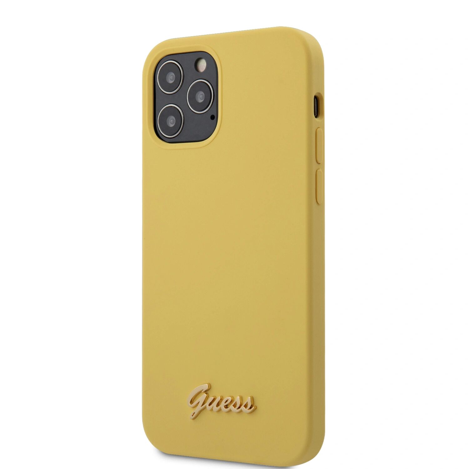 Guess Ochranný kryt pro iPhone 12 / 12 Pro - Guess, Metal Logo Yellow